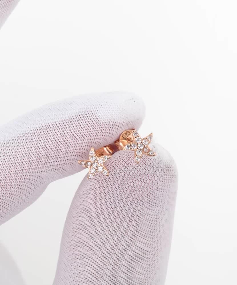 Auksiniai auskarai su cirkoniais "Žvaigždė"