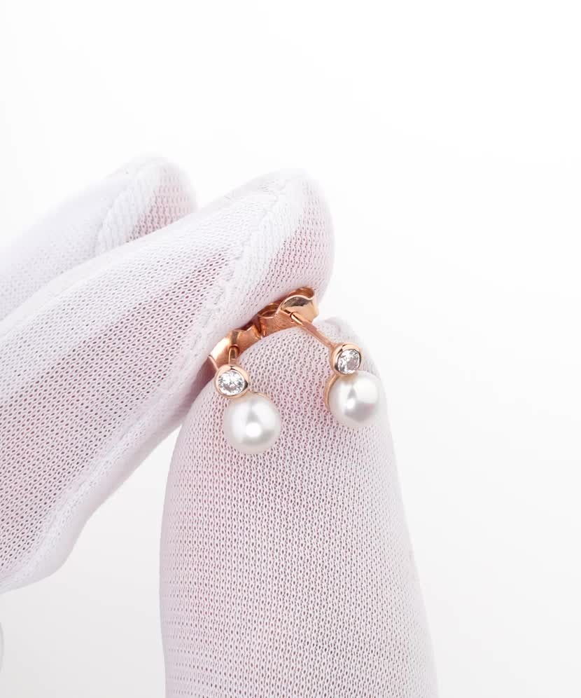 Auksiniai auskarai su perlais ir cirkoniais