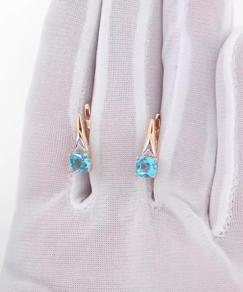 Auksiniai auskarai su topazais ir deimantais