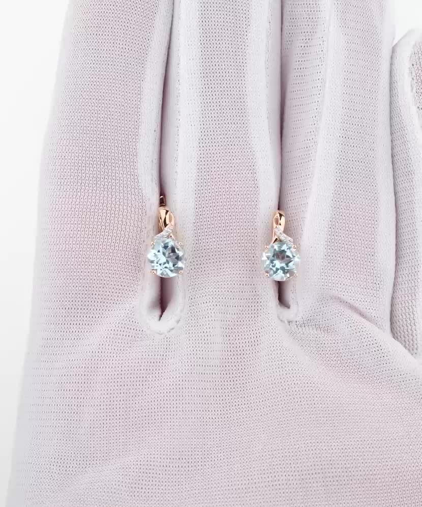 Geltono aukso auskarai su topazais ir deimantais