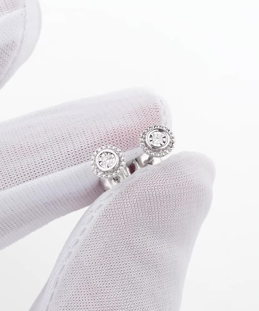 Balto aukso auskarai su demantais