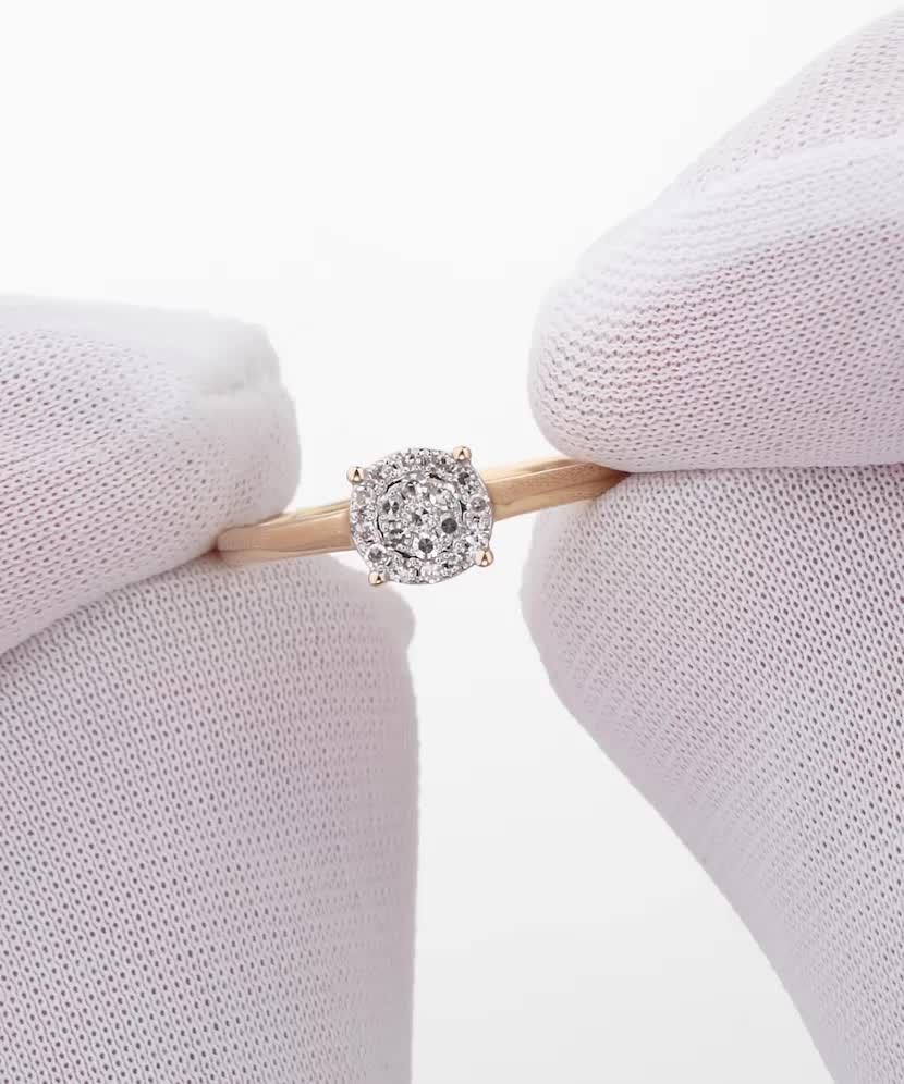 Geltono aukso žiedas su deimantais