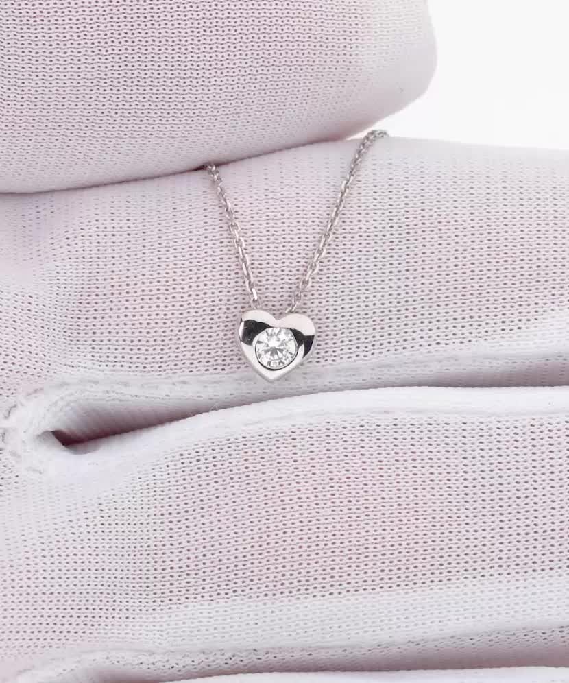 Balto  aukso grandinėlė su cirkonio pakabuku "Širdelė"