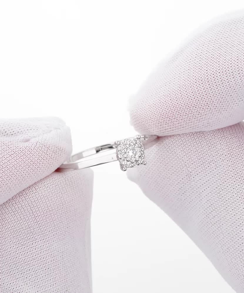 Balto aukso žiedas su briliantais