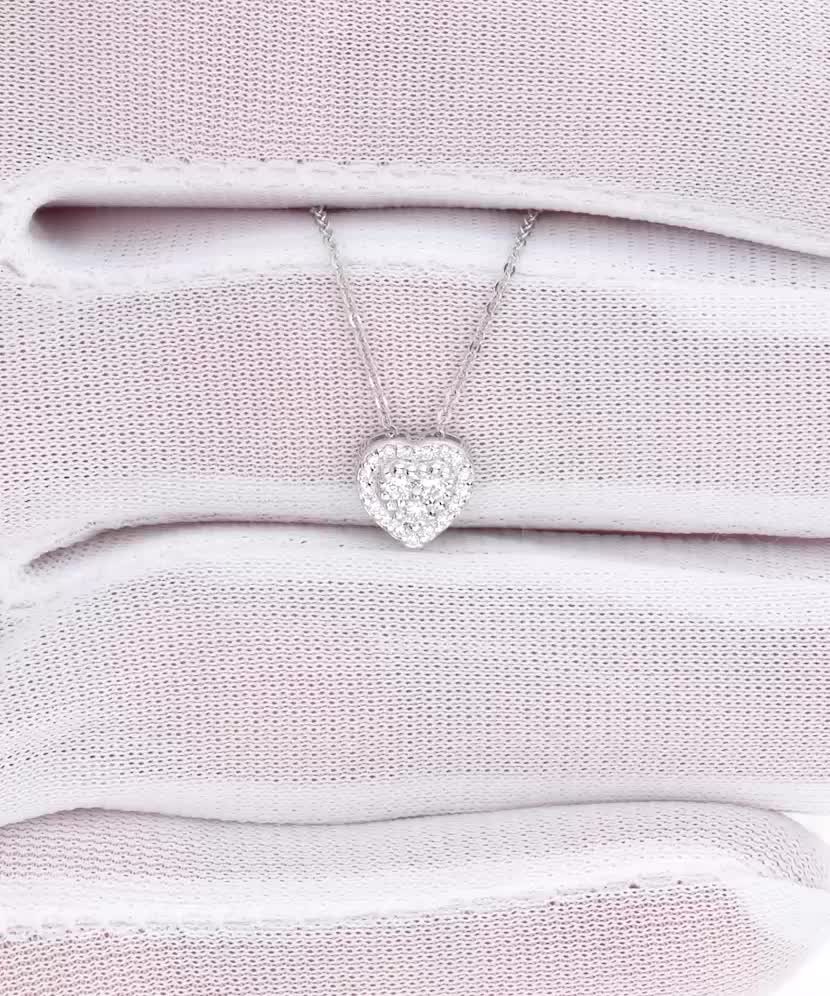 Balto aukso grandinėlė su briliantiniu pakabuku "Širdelė"