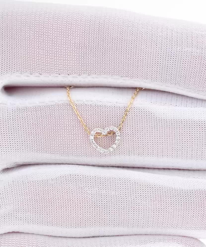 Geltono aukso grandinėlė su briliantiniu pakabuku "Širdelė"