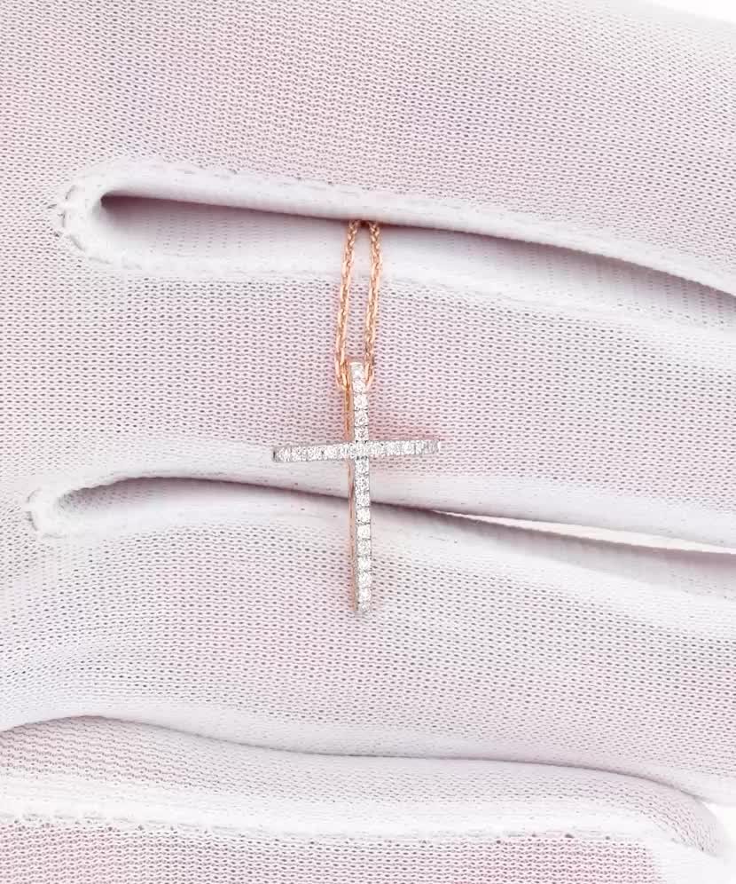 Auksinė grandinėlė su briliantiniu pakabuku "Kryželis"