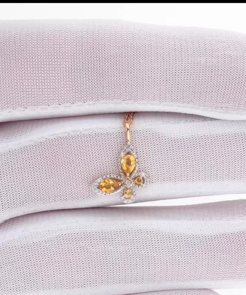 Geltono aukso pakabukas su deimantais ir citrinais