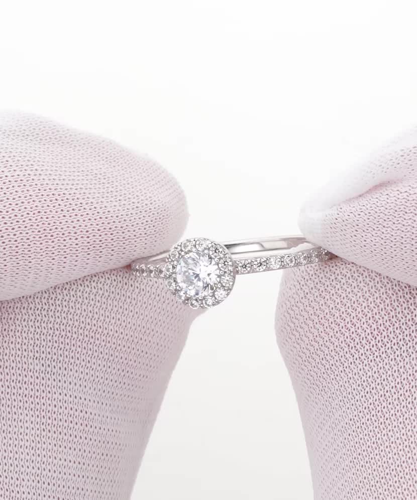 Balto aukso žiedas su cirkoniais