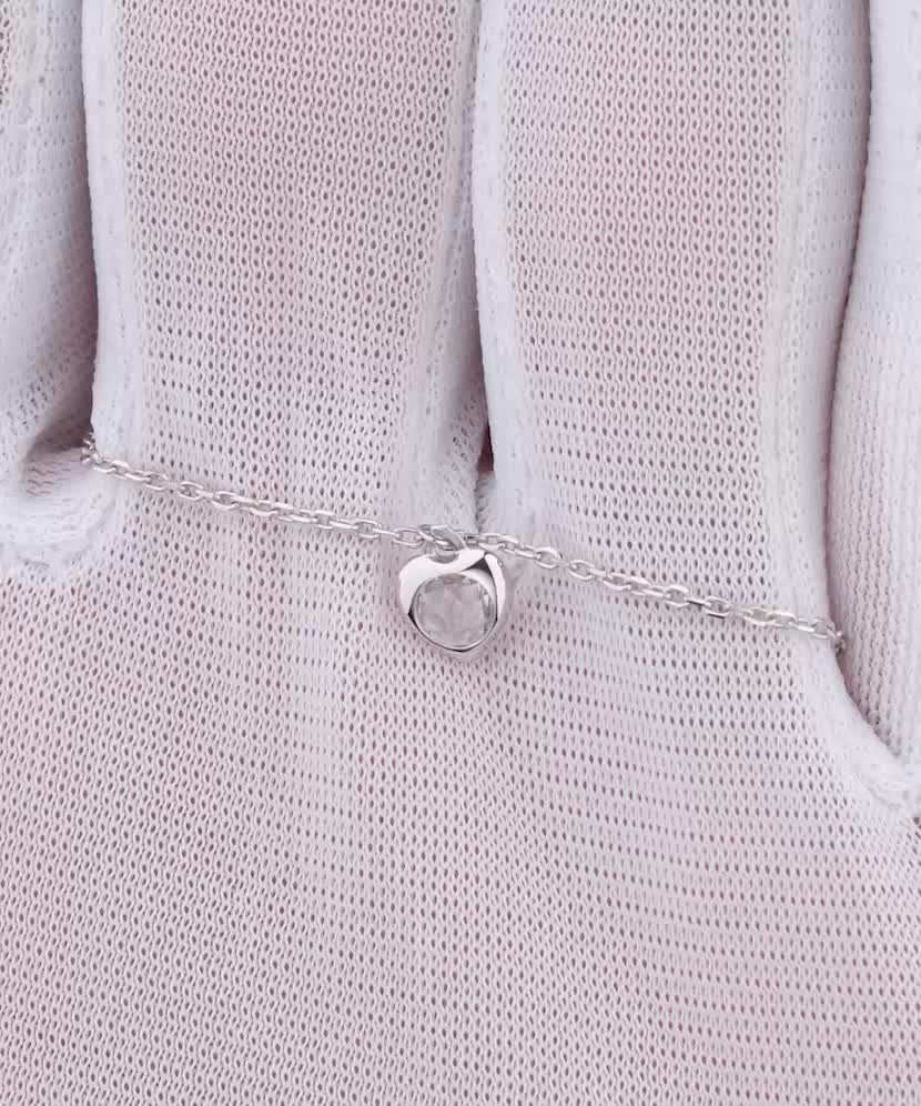 Balto aukso grandinėlė su cirkonio pakabuku "Širdelė"