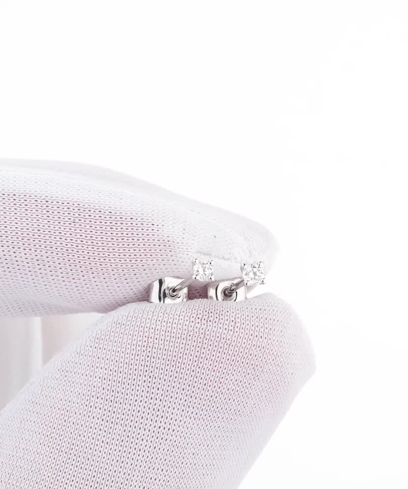 Balto aukso auskarai su deimantais 0,10ct