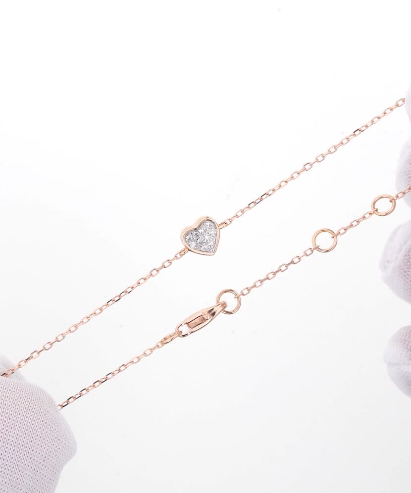 Auksinė apyrankė su deimantais "Širdelė"