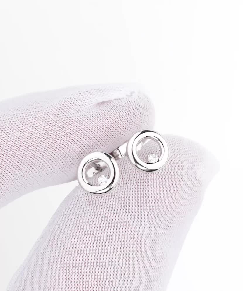 Balto aukso auskarai su deimantais