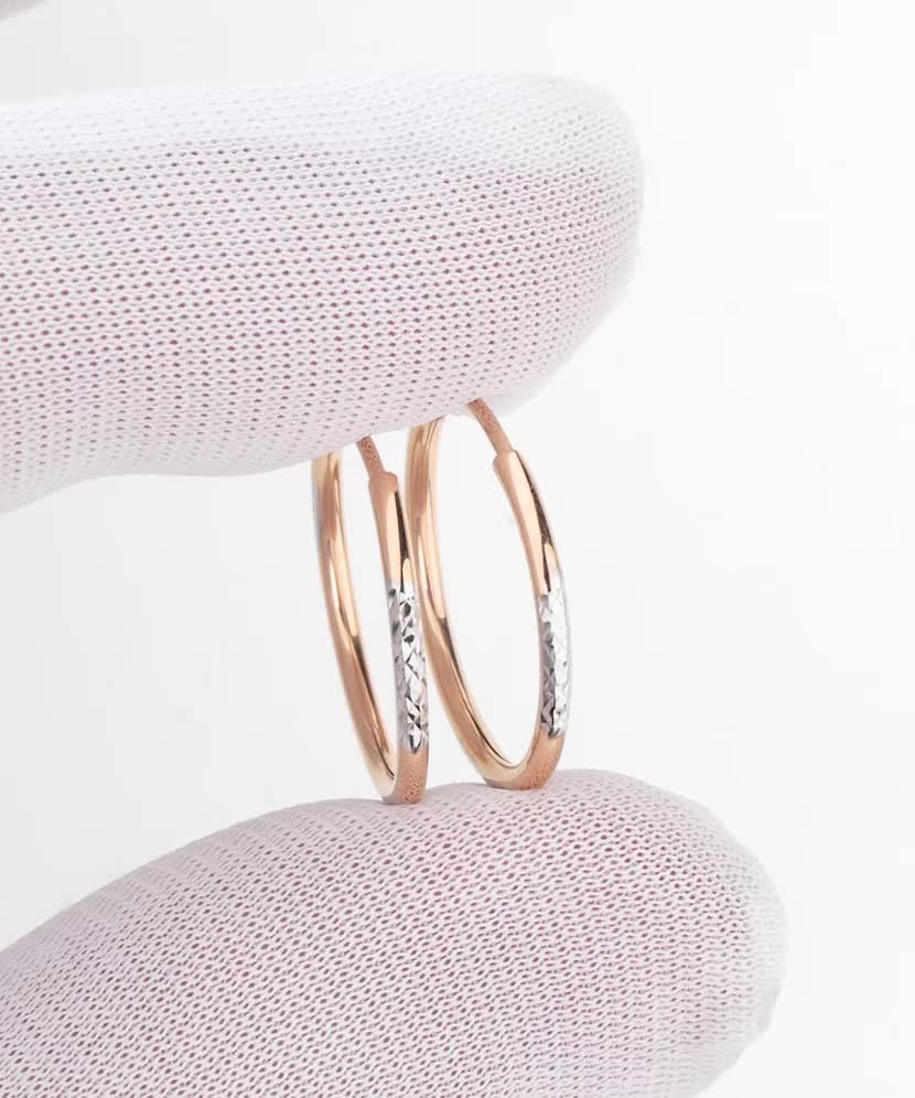 Auksiniai graviruoti auskarai 19mm