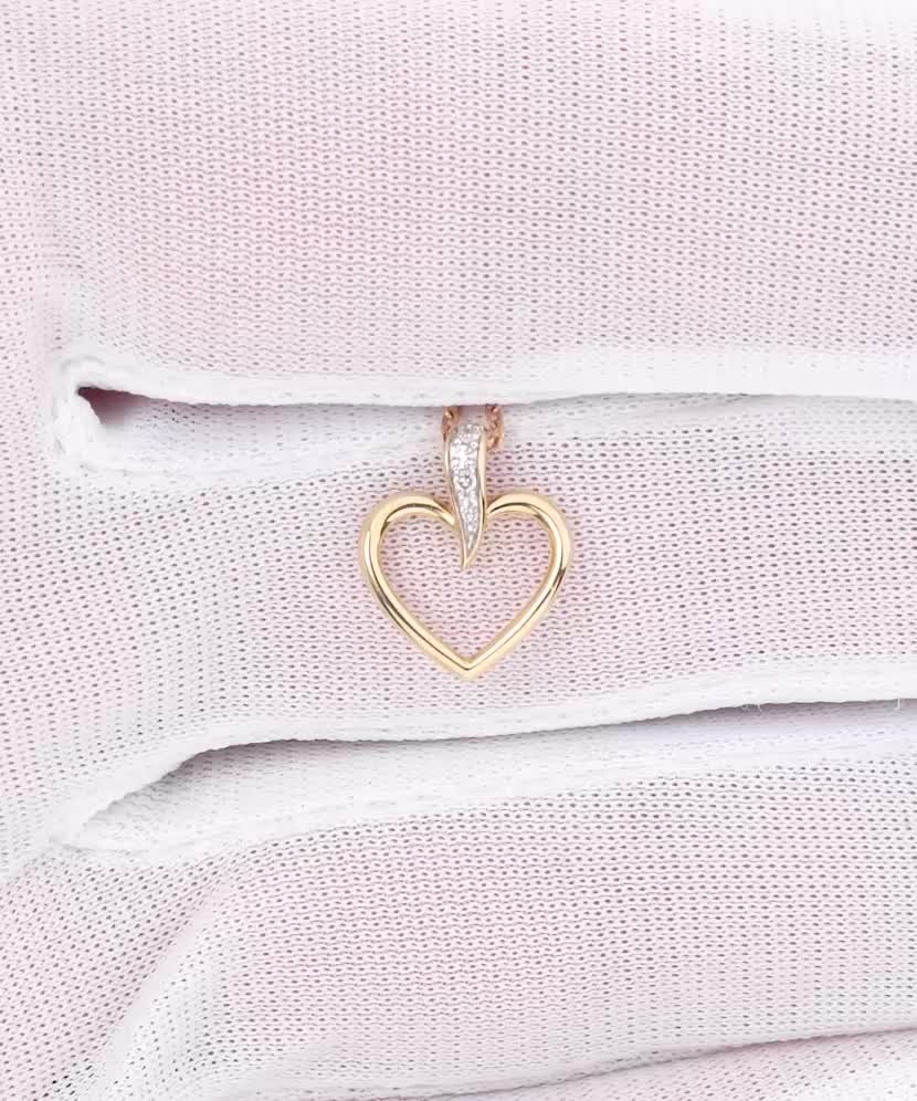 Geltono ausko pakabukas su deimantais "Širdelė"