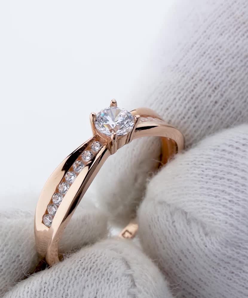 Auksinis žiedas su cirkoniais - Auksiniai žiedai - Goldinga