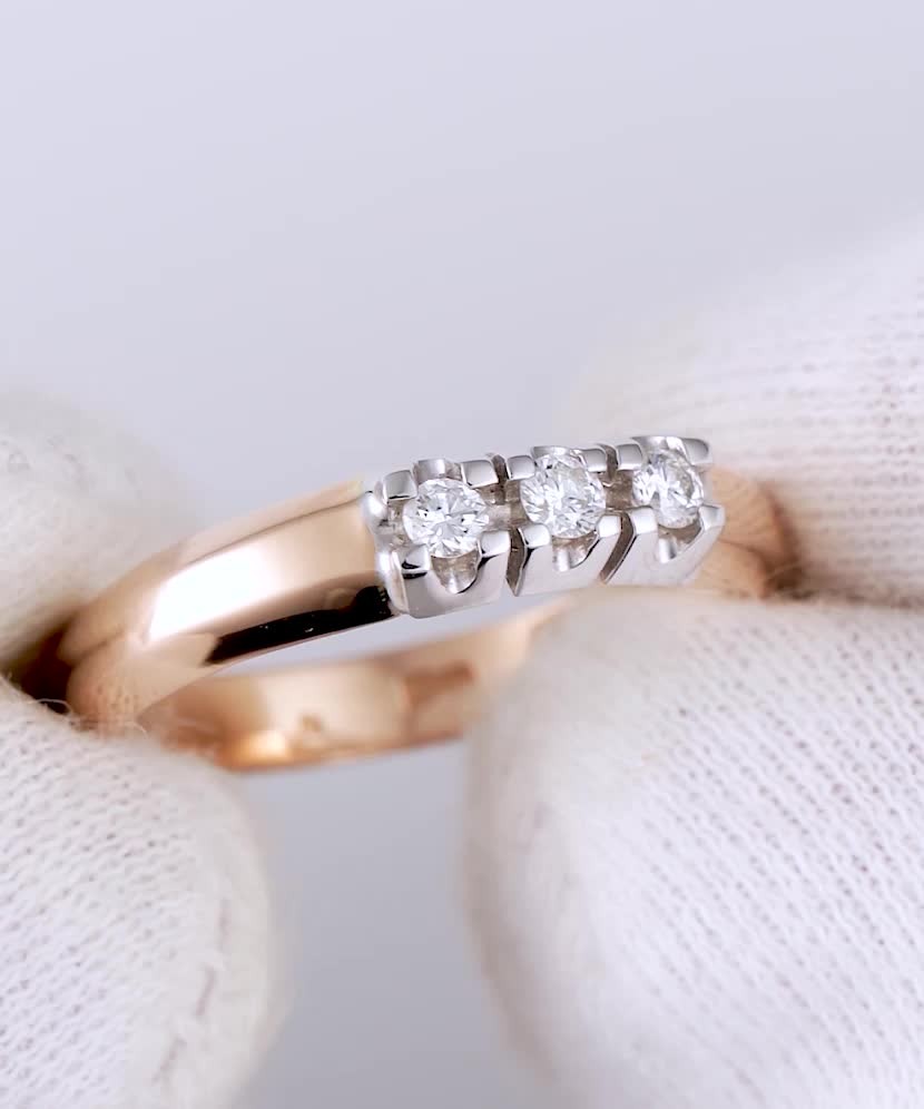 Auksinis žiedas su briliantais 0,057ct - Auksiniai Žiedai su brangakmeniais - Goldinga