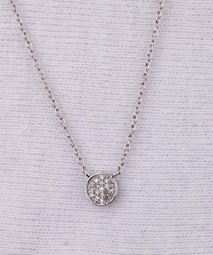 Balto aukso grandinėlė su deimantiniu pakabuku - Auksinės grandinėlės su pakabukais - Goldinga