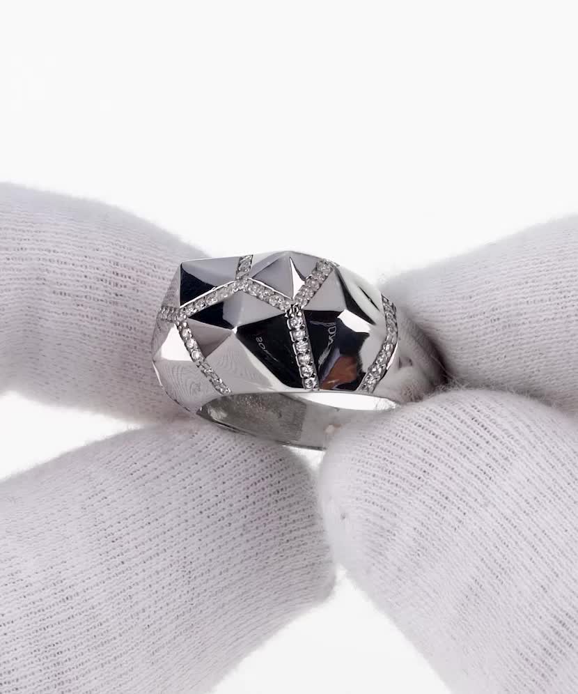 Sidabrinis žiedas su cirkoniais - Sidabriniai žiedai - Goldinga