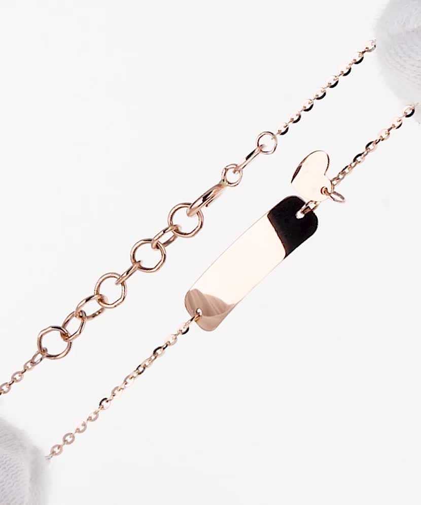 Vaikiška auksinė apyrankė su plokštele "Širdelė"  - Goldinga