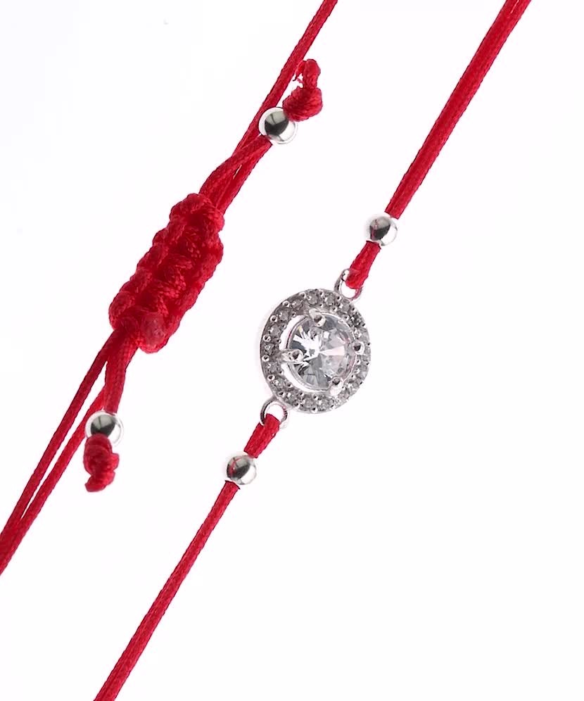 Raudono Siūlo Apyrankė Su Sidabriniu Pakabuku ir cirkoniais  - Gold...