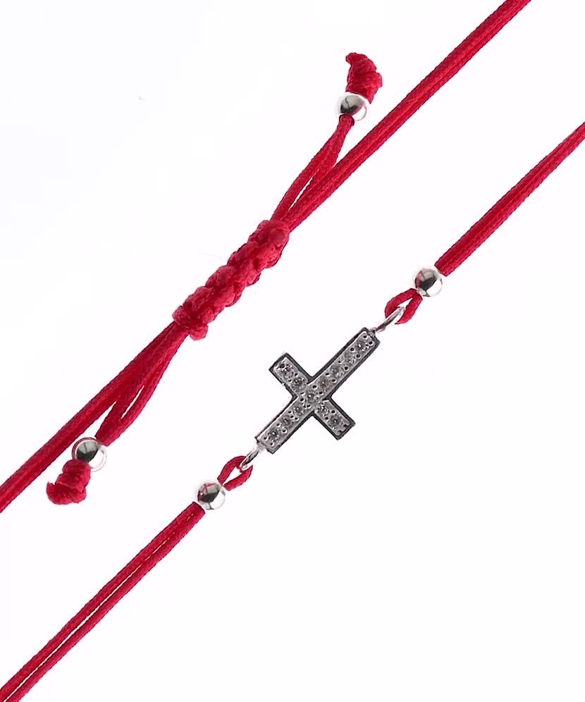 Raudono Siūlo Apyrankė Su Sidabriniu Pakabuku "Kryželis"  - Goldinga