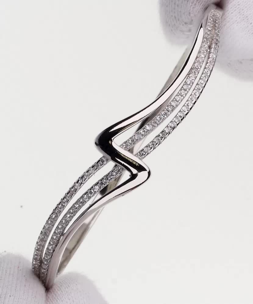 Sidabrinė Kieta Apyrankė su cirkoniais  - Goldinga