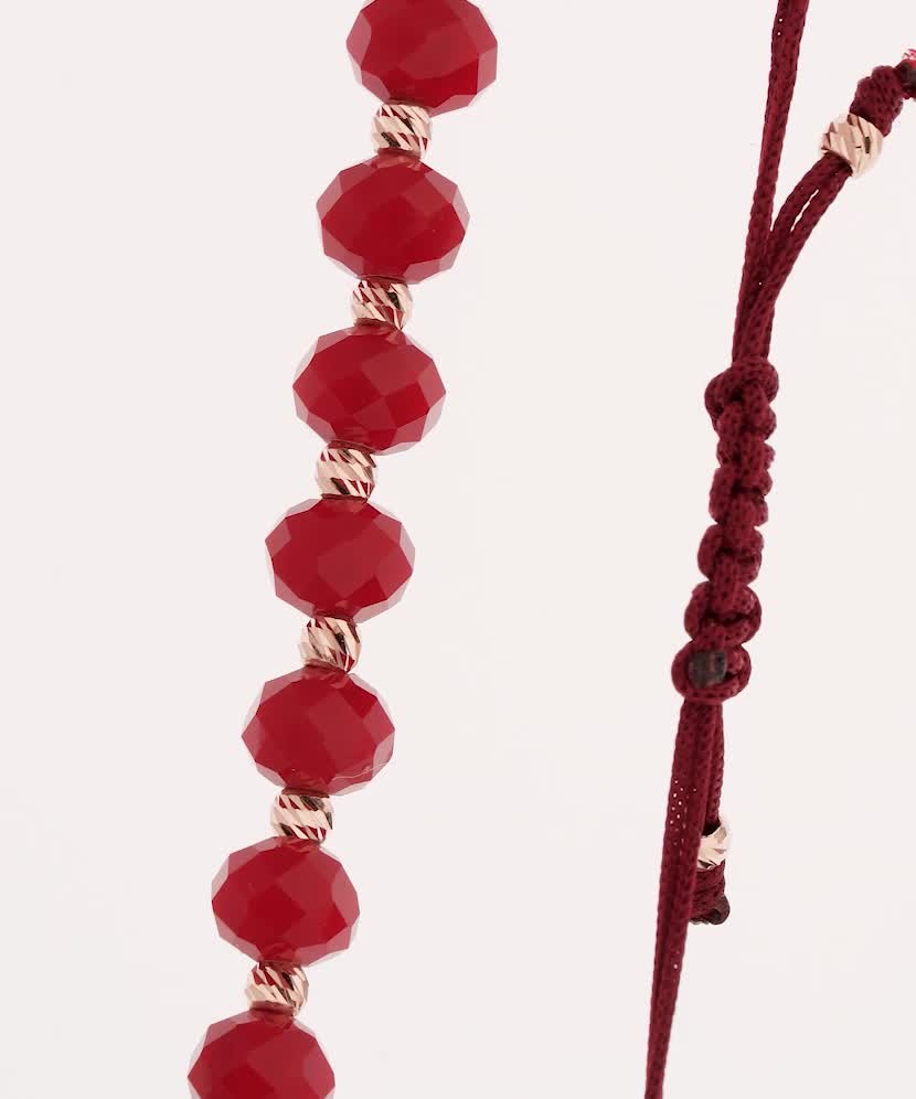 Raudono siūlo apyrankė su auksu ir oniksais  - Goldinga