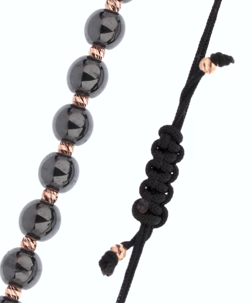 Juodo Siūlo Apyrankė Su Auksu Ir Hematitais  - Goldinga