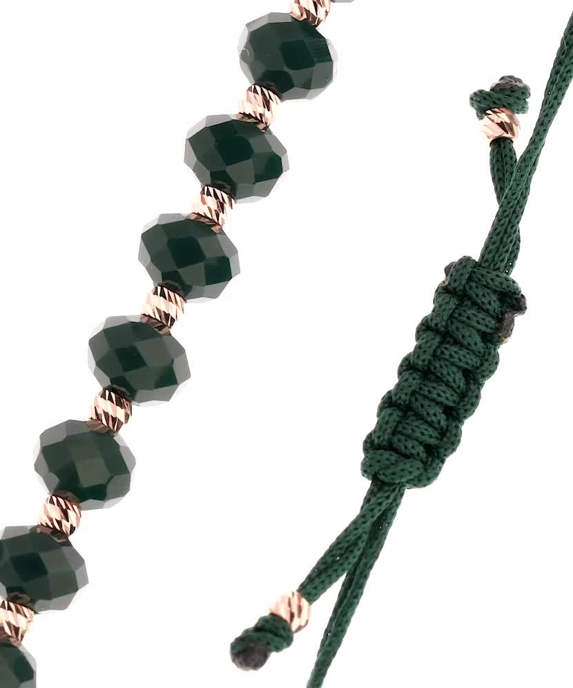 Žalio siūlo apyrankė su auksu ir oniksais - Siūlų apyrankės su auksu - Goldinga