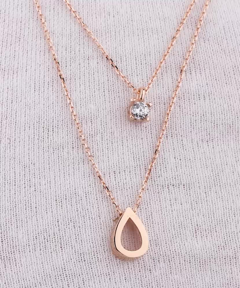 Auksinė grandinėlė su cirkonio pakabuku - Auksinės grandinėlės su pakabukais - Goldinga