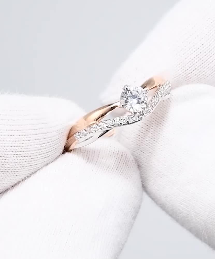 Auksinis žiedas su cirkoniais - Auksiniai žiedai - Goldinga