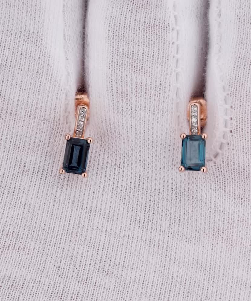 Auksiniai auskarai su London topazais ir briliantais  - Goldinga