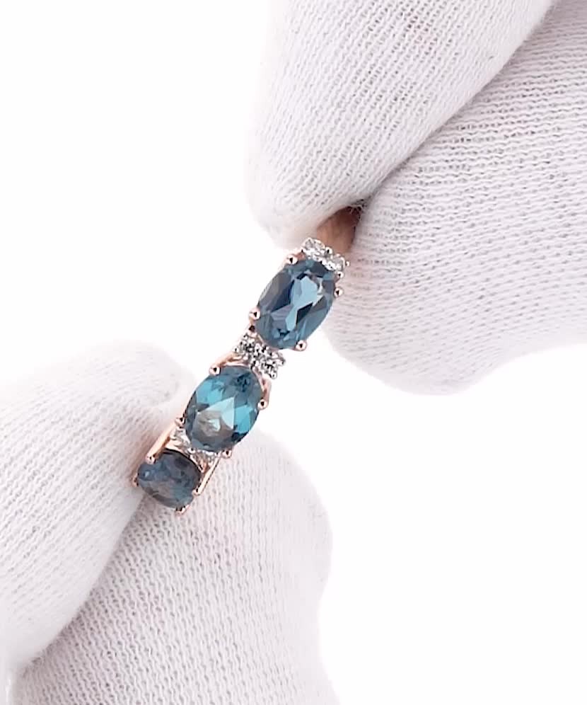 Auksinis žiedas su london topazais ir briliantais  - Goldinga