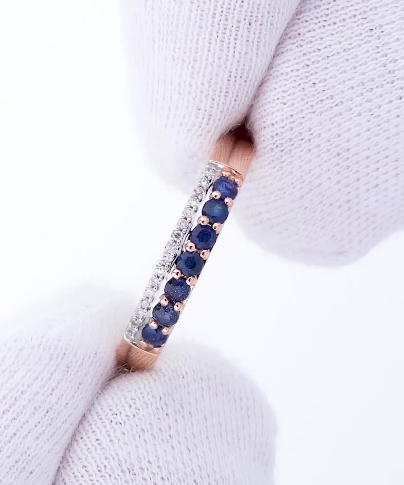 Auksinis žiedas su safyrais ir briliantais - Auksiniai Žiedai su brangakmeniais - Goldinga