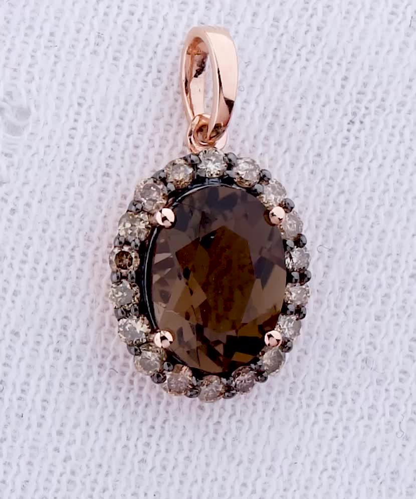 Auksinis pakabukas su briliantais ir dūminiais kvarcais  - Goldinga