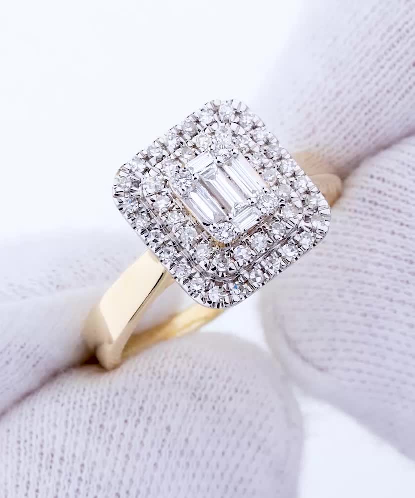 Geltono aukso žiedas su deimantais (0.45ct) - Auksiniai Žiedai su brangakmeniais - Goldinga