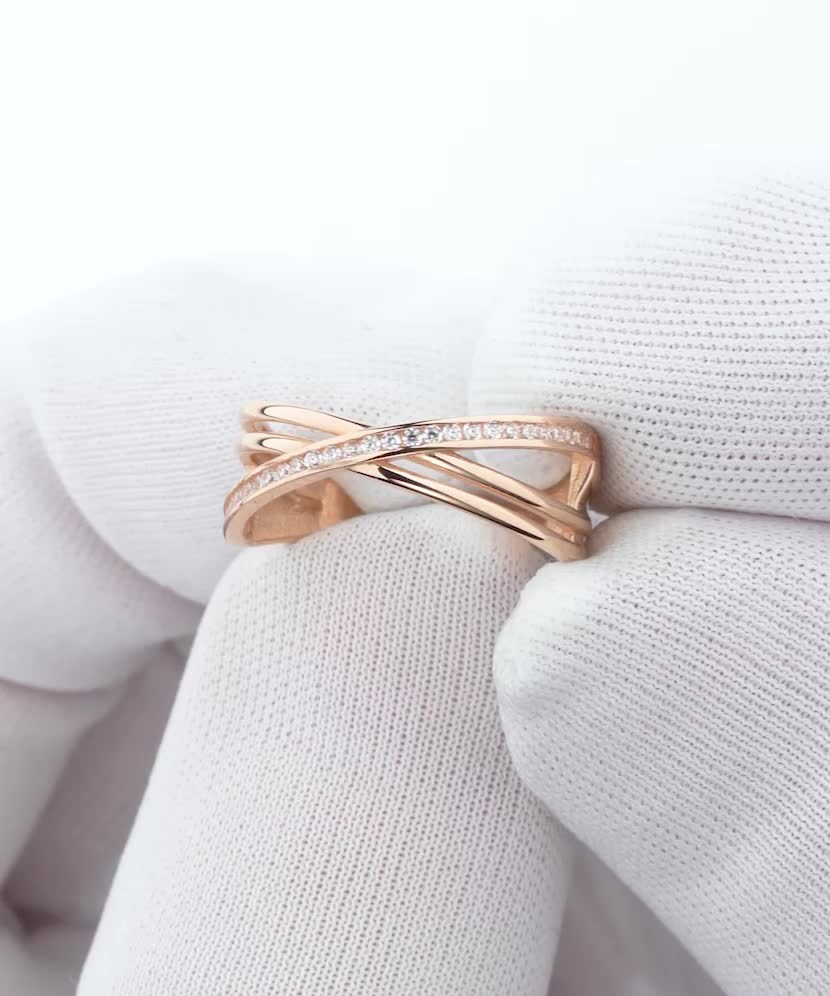 Auksinis žiedas su cirkoniais - Auksiniai žiedai - Goldinga