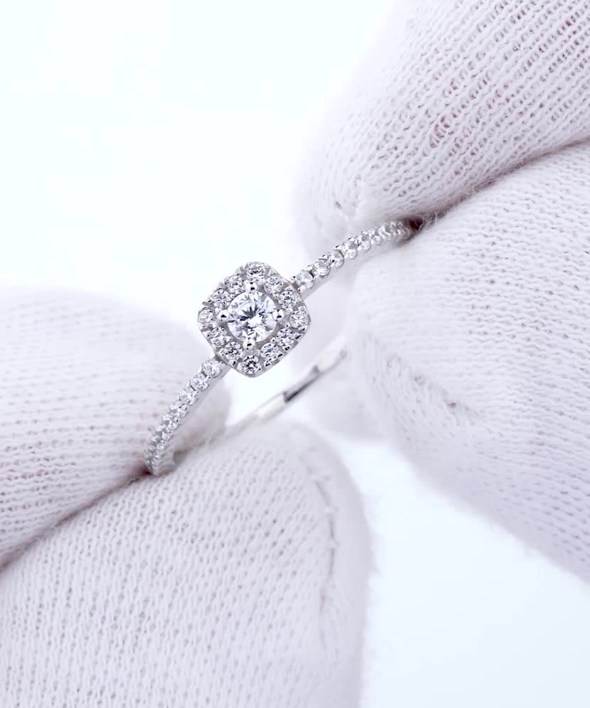 Balto aukso žiedas su cirkoniais  - Goldinga