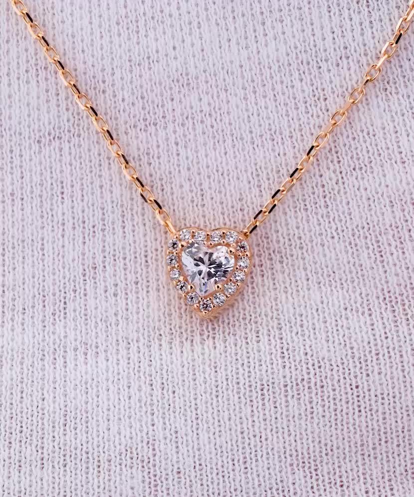 Auksinė grandinėlė su cirkonio pakabuku "Širdelė" - Auksinės grandinėlės su pakabukais - Goldinga