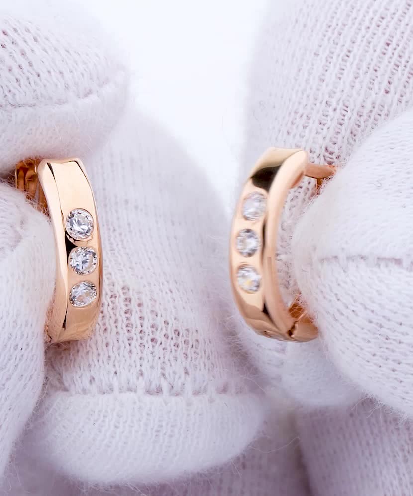 Auksiniai auskarai rinkutės su cirkoniais  - Goldinga