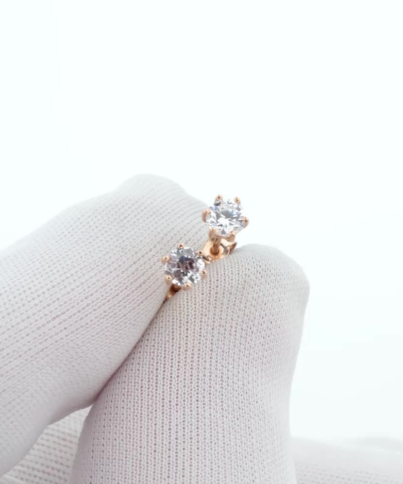 Auksiniai auskarai su cirkoniu - Auksiniai auskarai - Goldinga