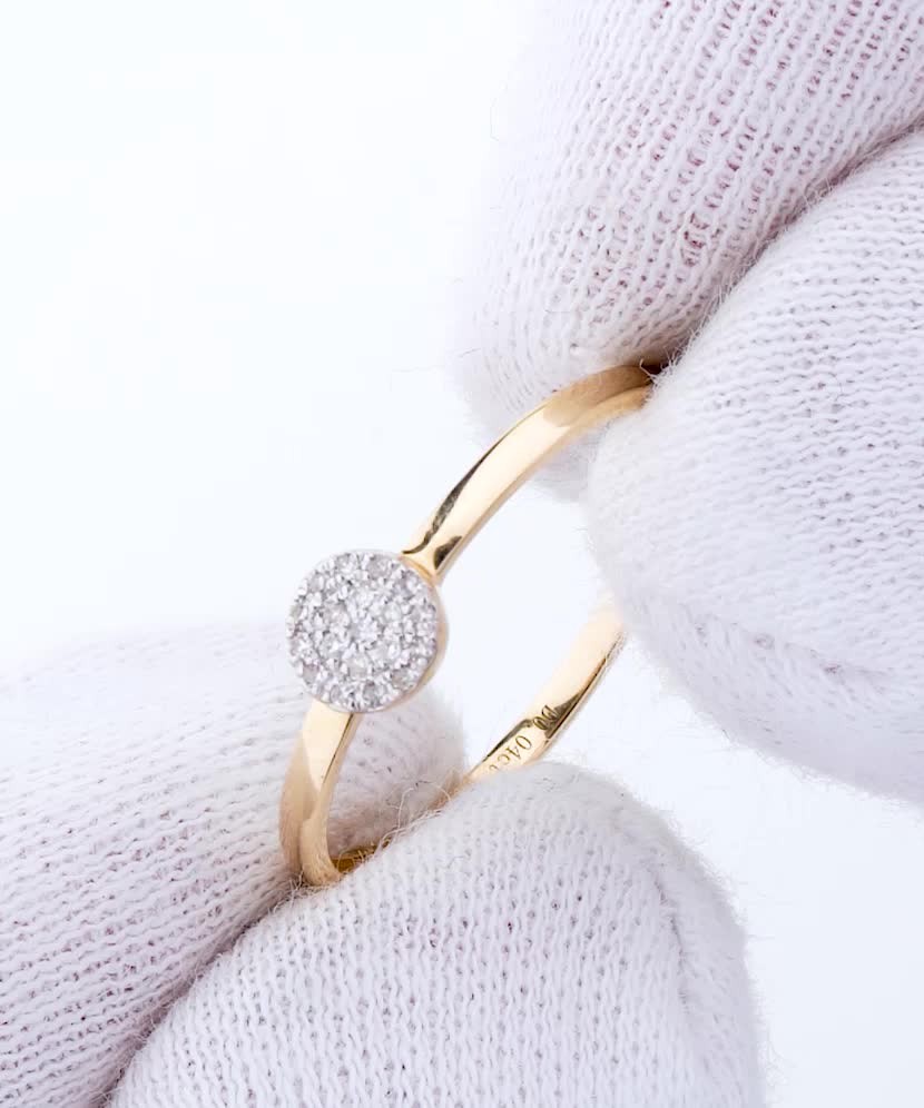 Geltono aukso žiedas su deimantais  - Goldinga