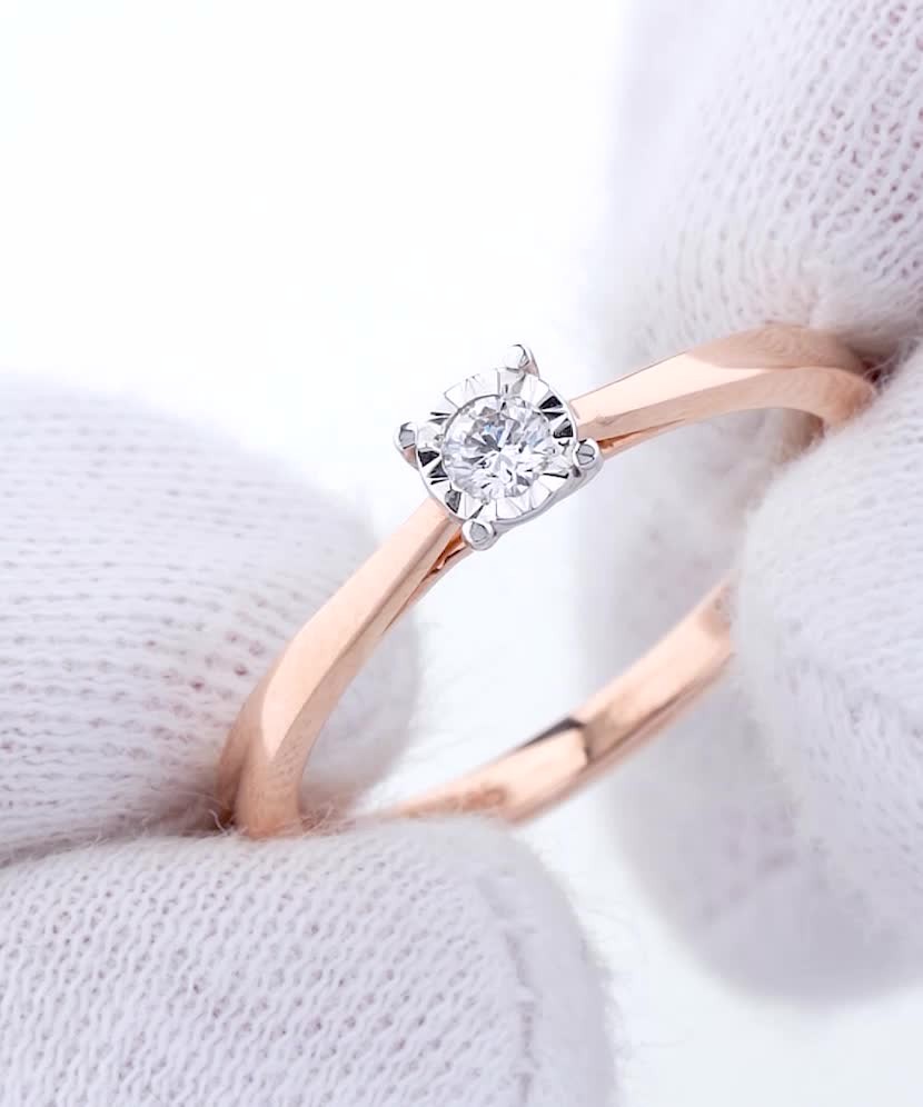 Auksinis žiedas su briliantu  - Goldinga