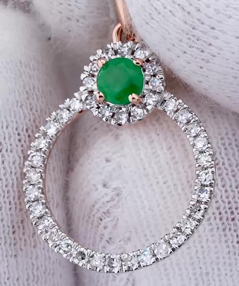 Auksinis pakabukas su smaragdu ir deimantais  - Goldinga