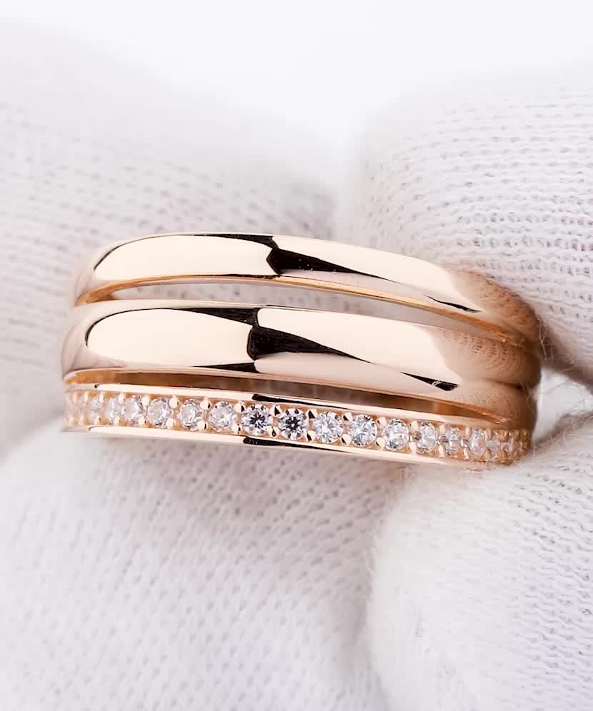 Auksinis žiedas su cirkoniais - Auksiniai žiedai - Goldinga