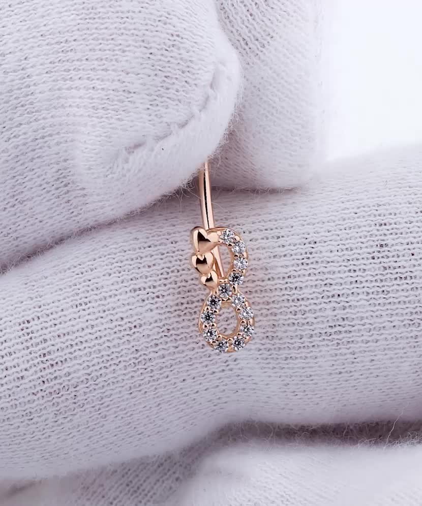 Auksinis auskaras į bambą su cirkoniais "Begalybė"  - Goldinga