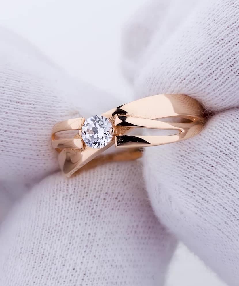 Auksinis žiedas su cirkoniu - Auksiniai žiedai - Goldinga