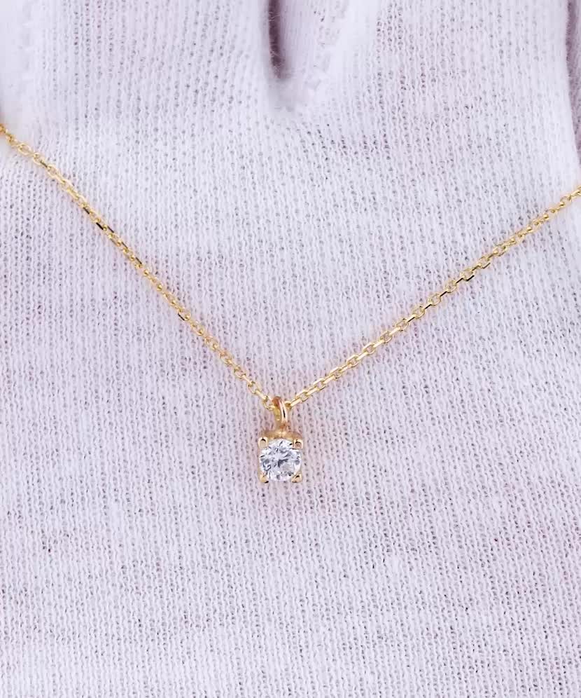 Geltono aukso Grandinėlė Su Cirkonio Pakabuku - Auksinės grandinėlės su pakabukais - Goldinga