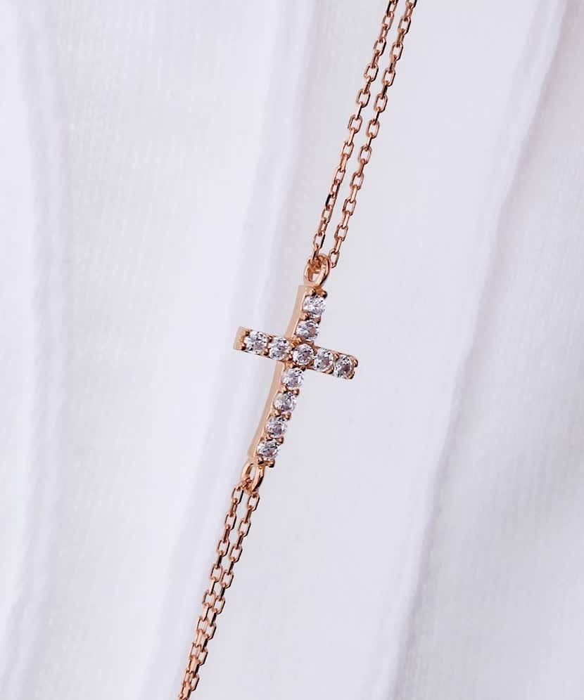 Auksinė apyrankė su cirkoniu "Kryželis" - Auksinės apyrankės - Goldinga